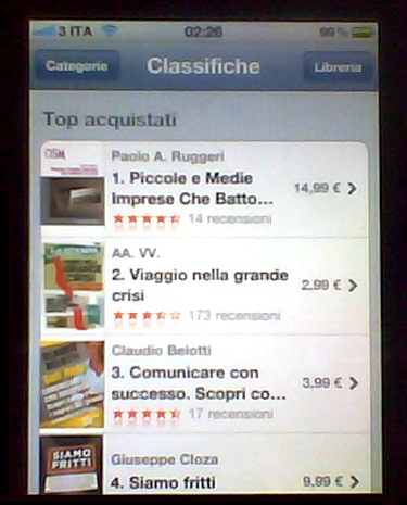 immagine  PMI CHE BATTONO LA CRISI  AL 1' POSTO NELLE CLASSIFICHE DI VENDITA SU ITUNES STORE